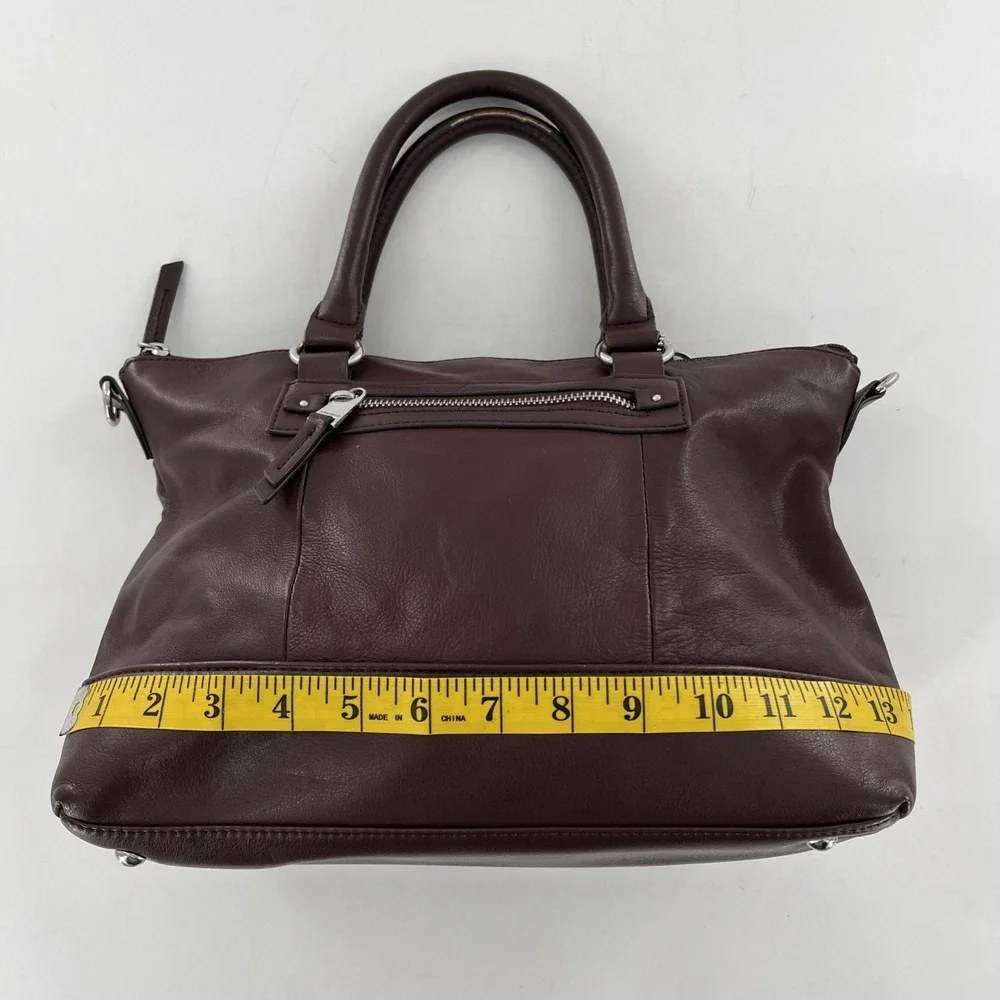 Tignanello‎ Brown Leather Tote Crossbody Medium Satchel & Keyring Detach Strap